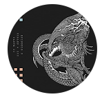 Ilustración artística de un dragón en blanco y negro, fondo oscuro; diseño ideal para destacar paneles solares industriales y energía sostenible.